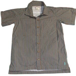 Well Dressed Wolf Boys Brown & Light Jade Plaid Short Sleeve Dress Shirt Size 12